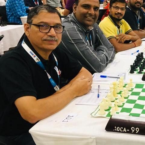 Namboothiri K N seated at the chessboard during a tournament game